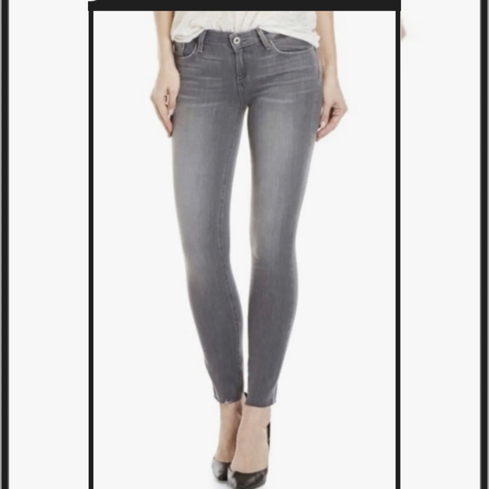 Paige Verdugo Ankle Gray Jeans Raw Cut Hem Skinny Sea Salt Women Size 28